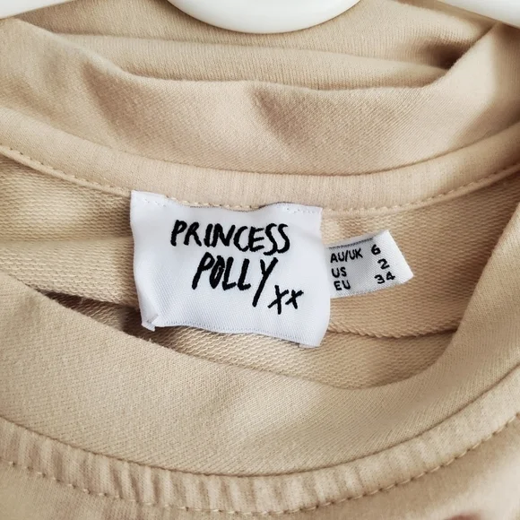 PRINCESS POLLY OVERSIZE SHIRT PULLOVER  CREW NECK LONG SLEEVES CREAM WOMENS (2) - Picture 5 of 16